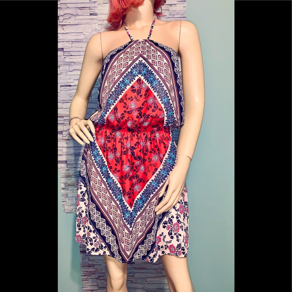 Bandana Print Halter Dress/ size (M)